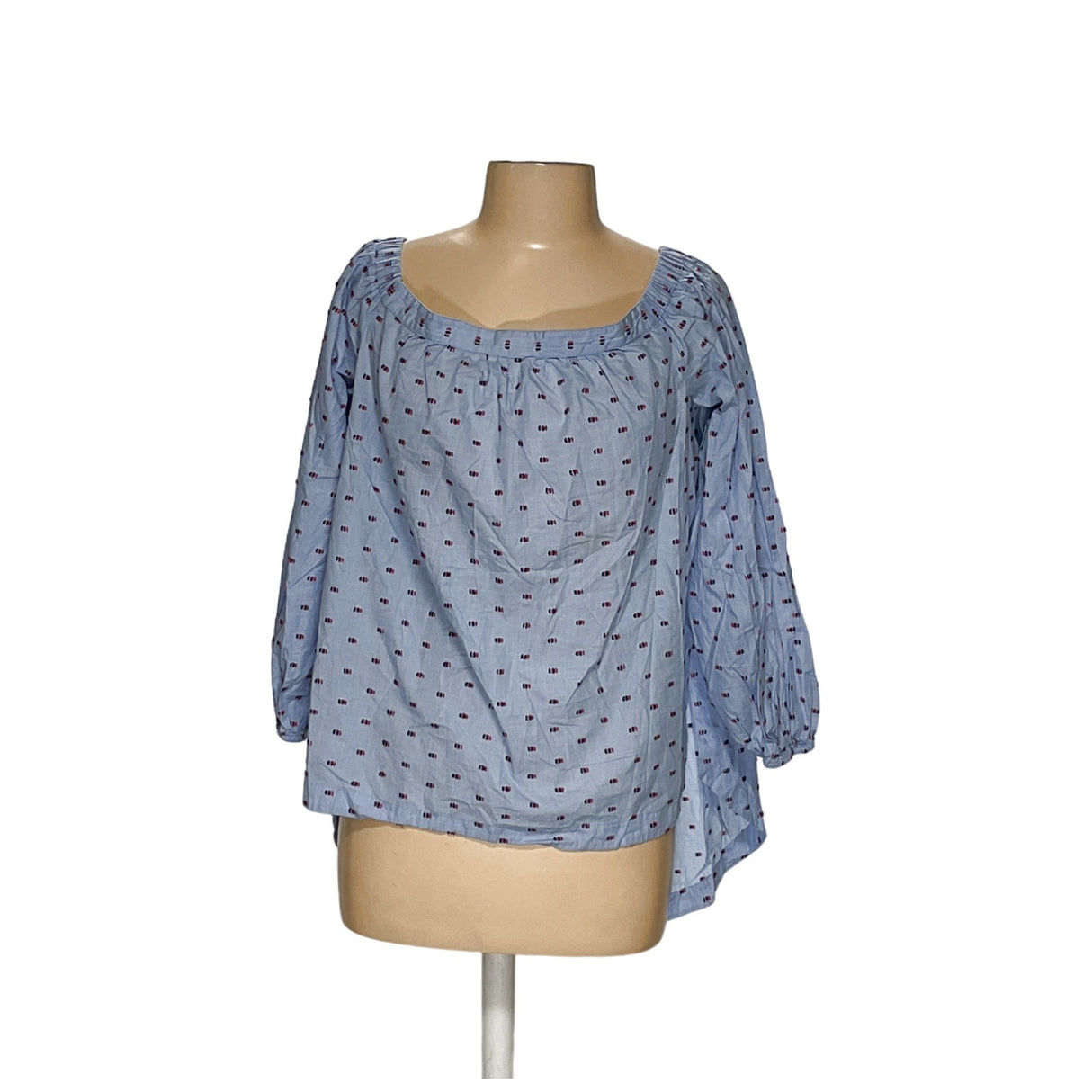 BCBGMAXAZRIA Blue Cotton Blouse Women's L Regular