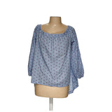 BCBGMAXAZRIA Blue Cotton Blouse Women's L Regular