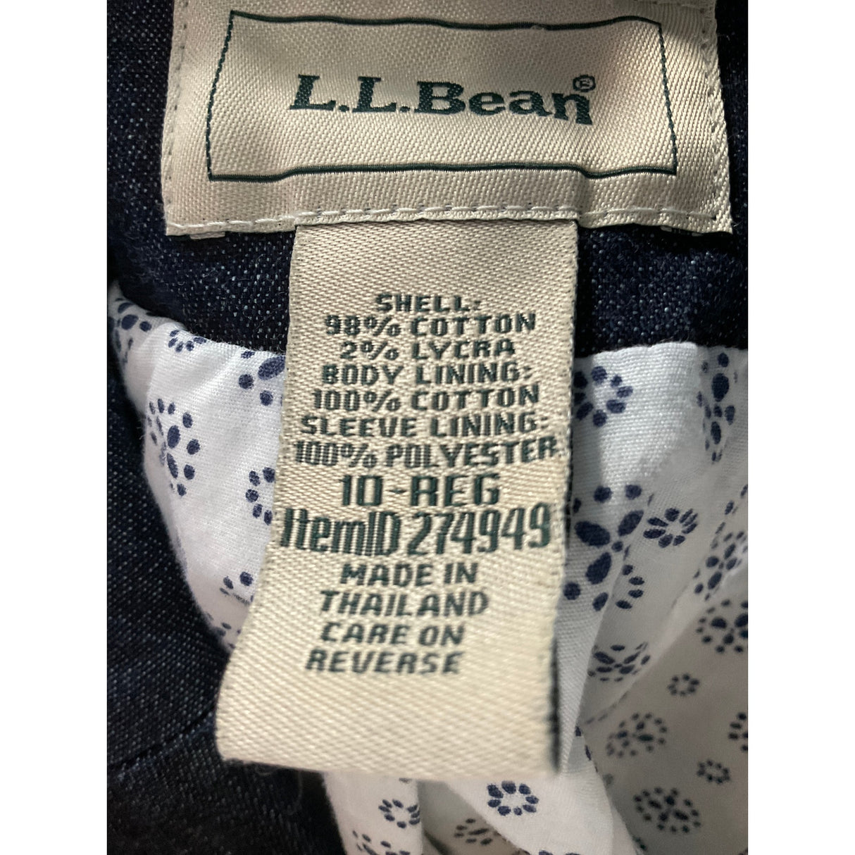 L.L. BEAN Women's Blue Cotton Jacket