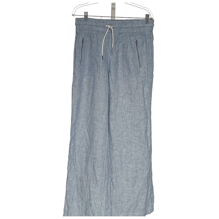 Athleta Blue Linen Ankle Pants