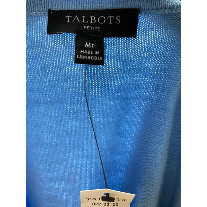 Talbots Women's Blue Cotton Button-Up Shirt - mp