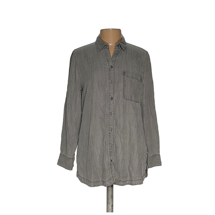 Chico's Gray 100% Cotton Button-Up Top