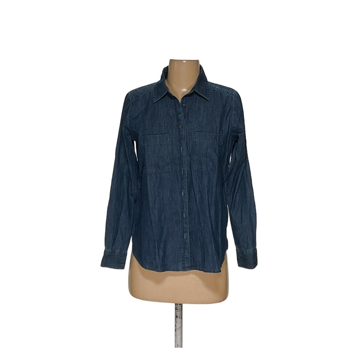 LOFT Blue Button-Up Top XSP