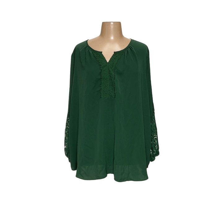 Susan Graver Green Blouse - Women's 3X