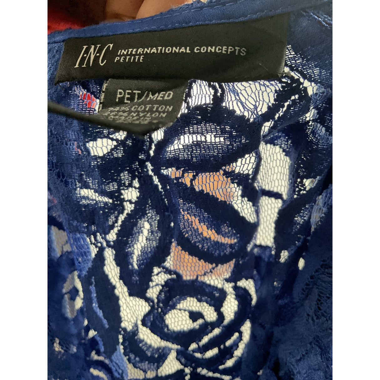 INC Women's Blue Blouse, Cotton, Size M, 23 in Length