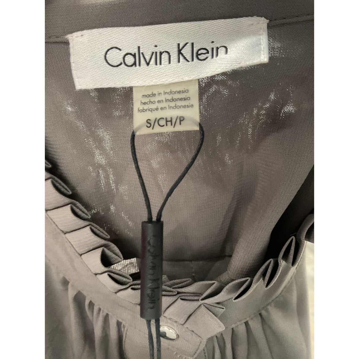 Calvin Klein Gray Chiffon Blouse