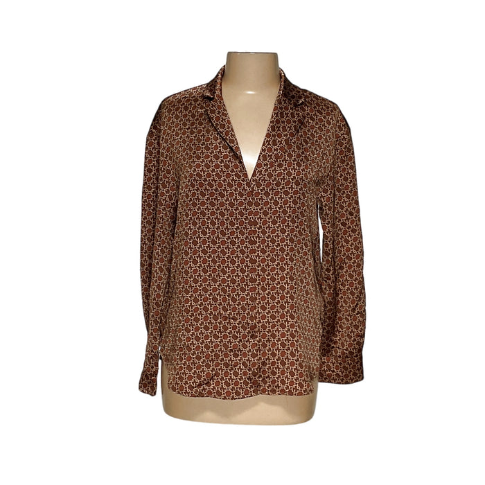 Rachel Zoe Brown Button-Up Top