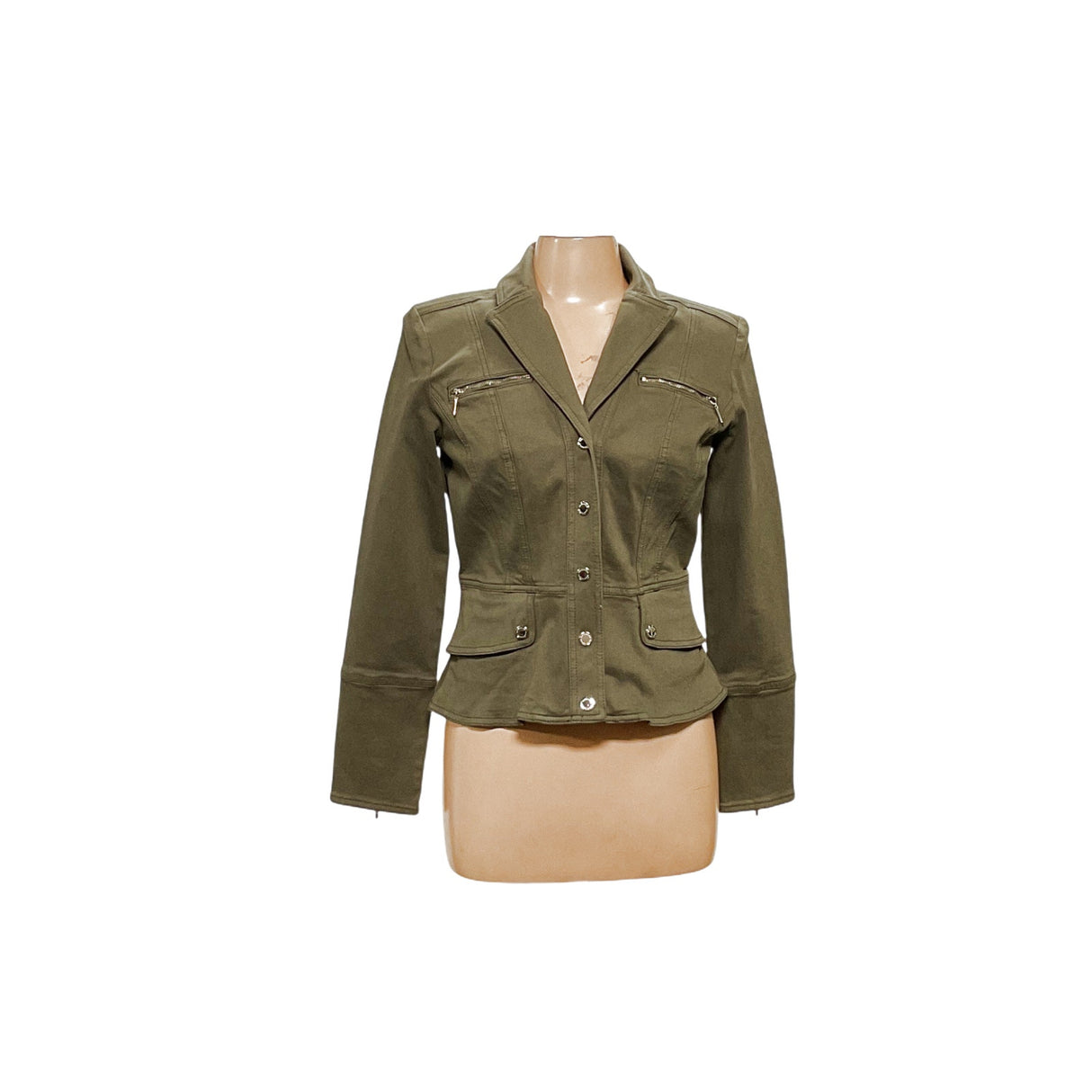 WHBM Green Cotton Twill Basic Jacket