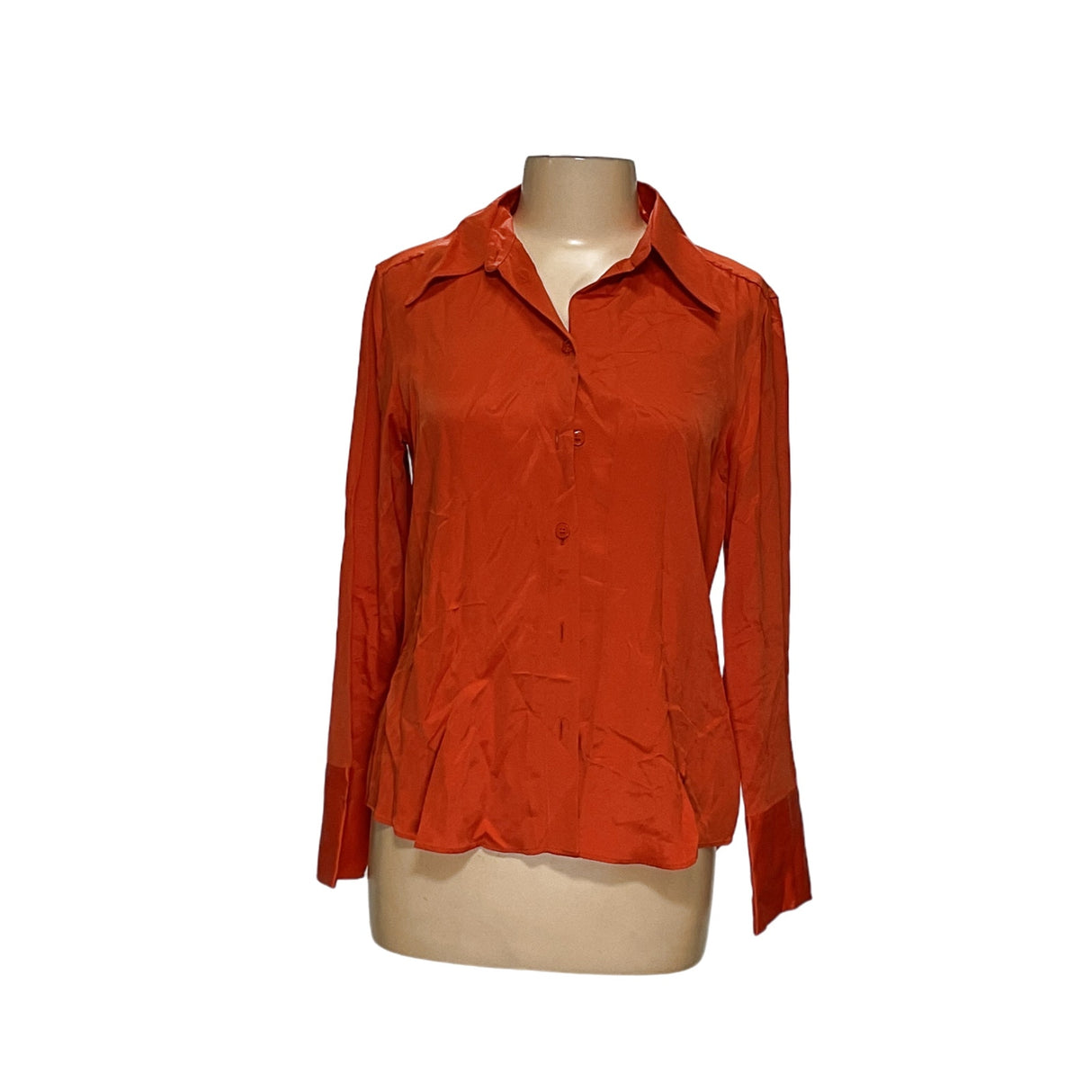 ZARA Women's Orange Button-Up Top, L