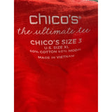 Chico's Red Cotton Blouse, Women's Size 3