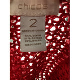 Chico's Women's Red Linen Crochet Sweater - Size 2