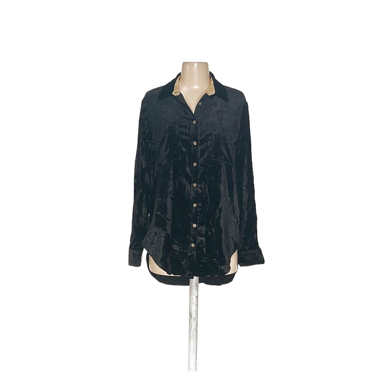 Maeve Black Velvet Button-Up Top - Size 6