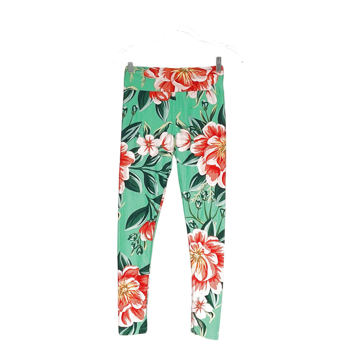 Lularoe Green Floral Ankle Leggings