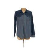 GUESS Blue Chambray Colorblock Shirt