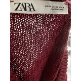 ZARA Red Crochet Button-Up Top - Women's M