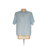 DKNY Men's Blue Linen Button-Up Shirt