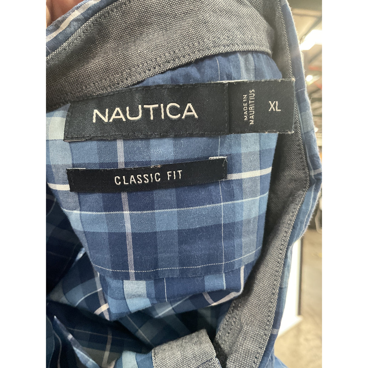 Nautica Blue Buffalo Plaid Short Sleeve Shirt XL