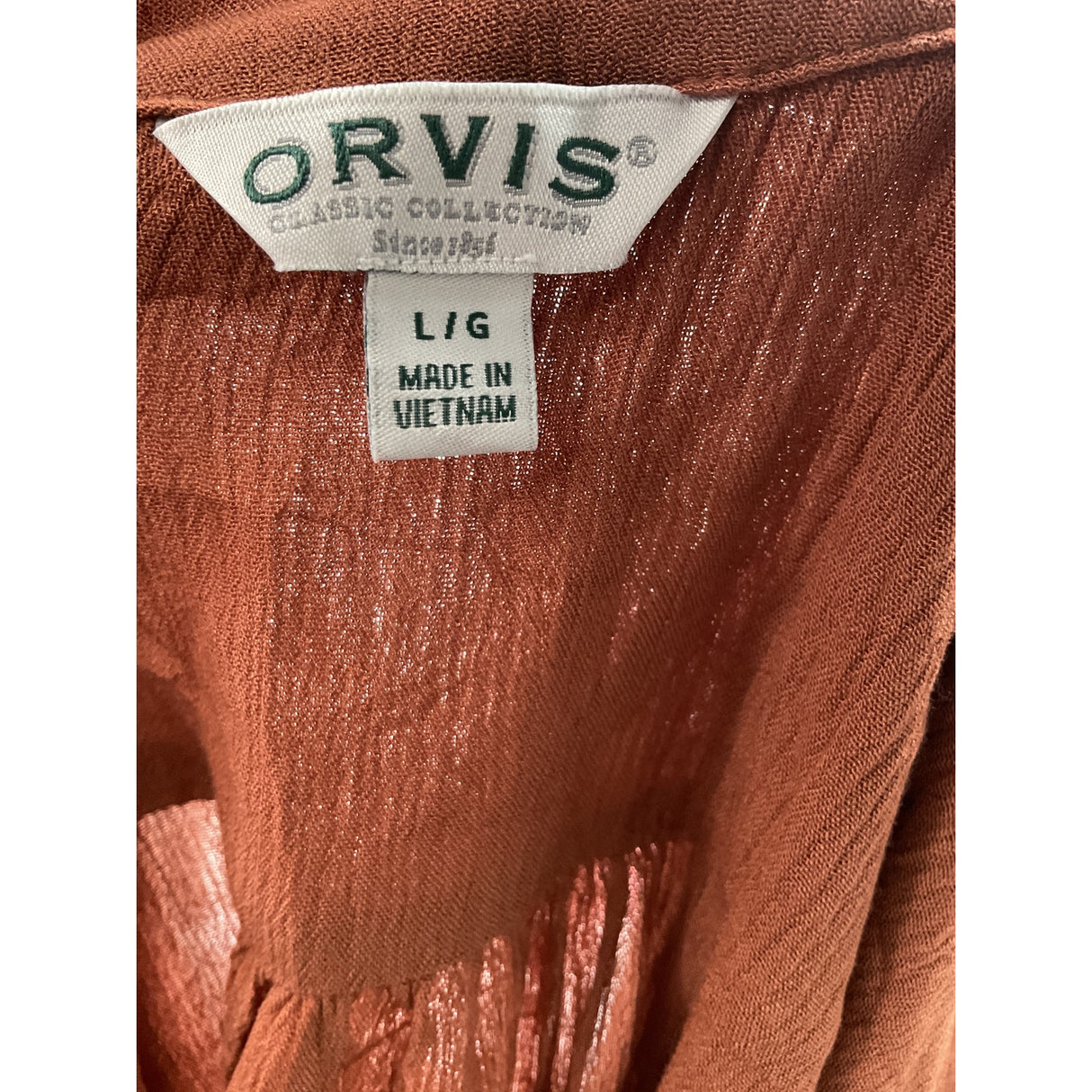 Orvis Brown Rayon Button-Up Top - Women's Size L