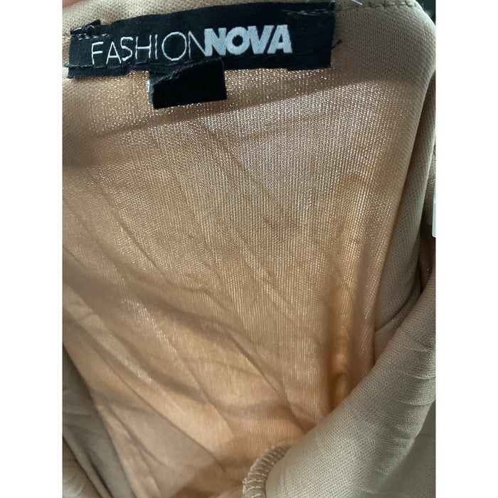 Fashion Nova Cream Bodycon Midi Dress - Size S