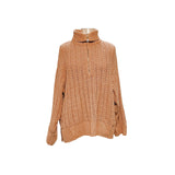 Aerie Brown Crochet Henley Sweater