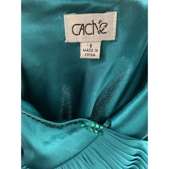 Cache Green A-Line Midi Dress - Size 8