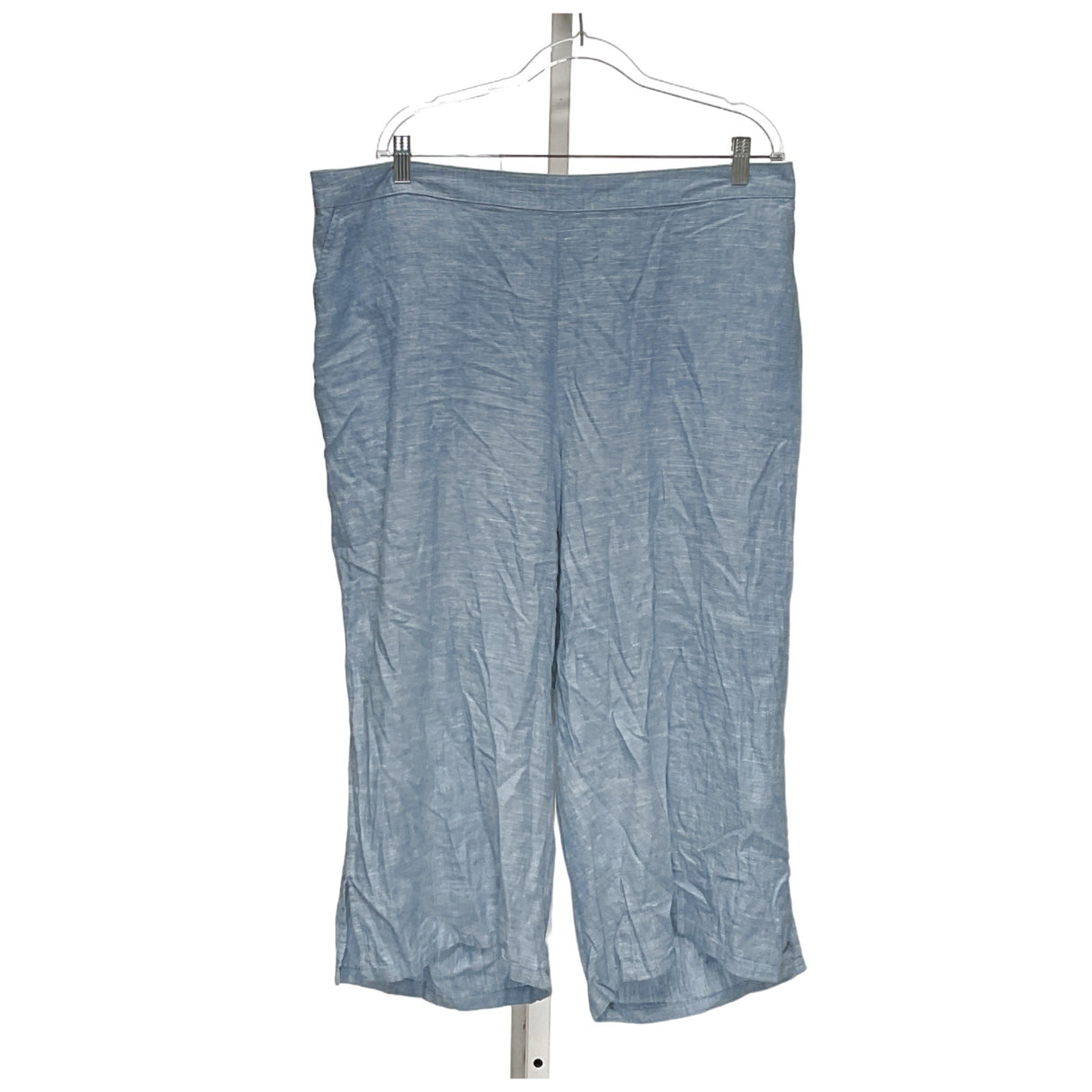 Catherines Blue Linen Capri Pants 1X