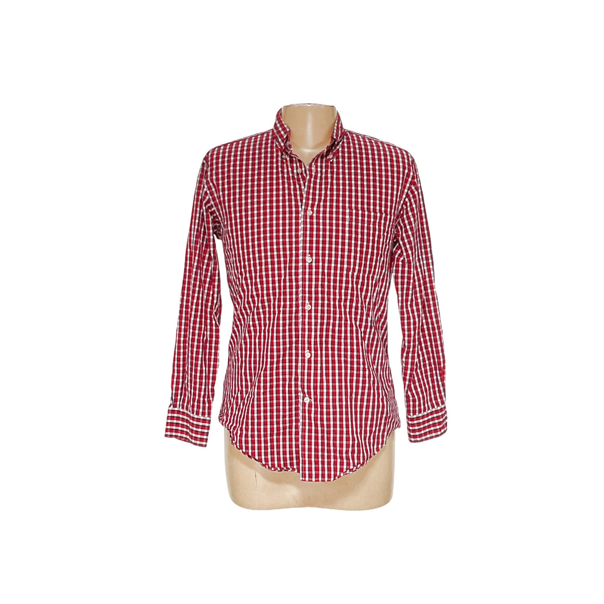 Lands' End Men's Red Gingham Button-Down Shirt