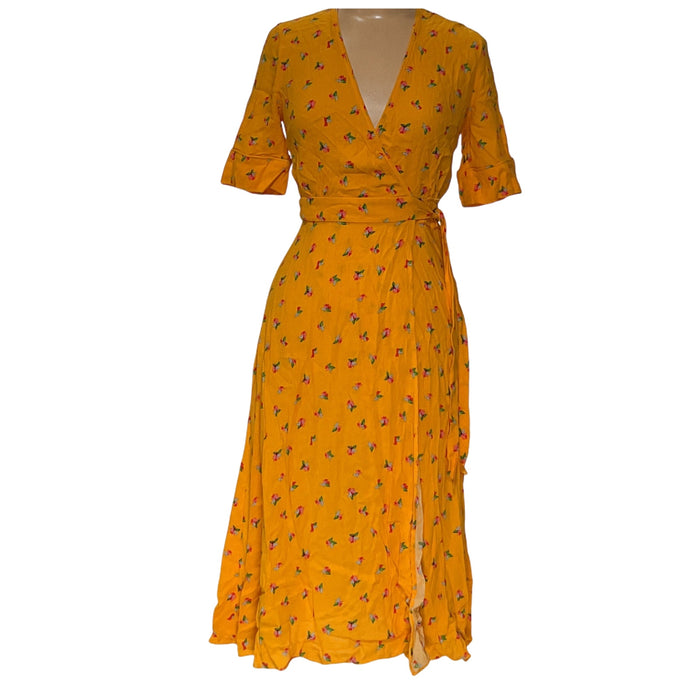 & Other Stories Yellow Wrap Dress - Size 4