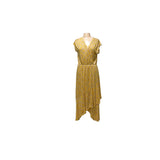 Maeve Yellow Wrap Midi Dress L