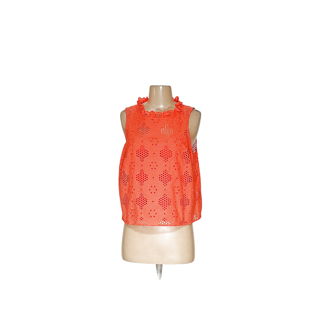 J. Crew Cotton Eyelet Blouse - Orange, M