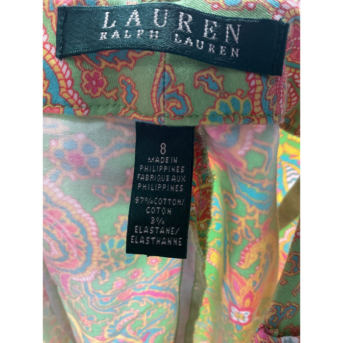 Lauren Ralph Lauren 8 Multicolor Cotton Ankle Pants