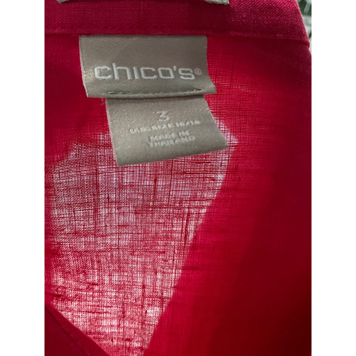 Chico's Pink Linen Button-Up Top for Women Size 3