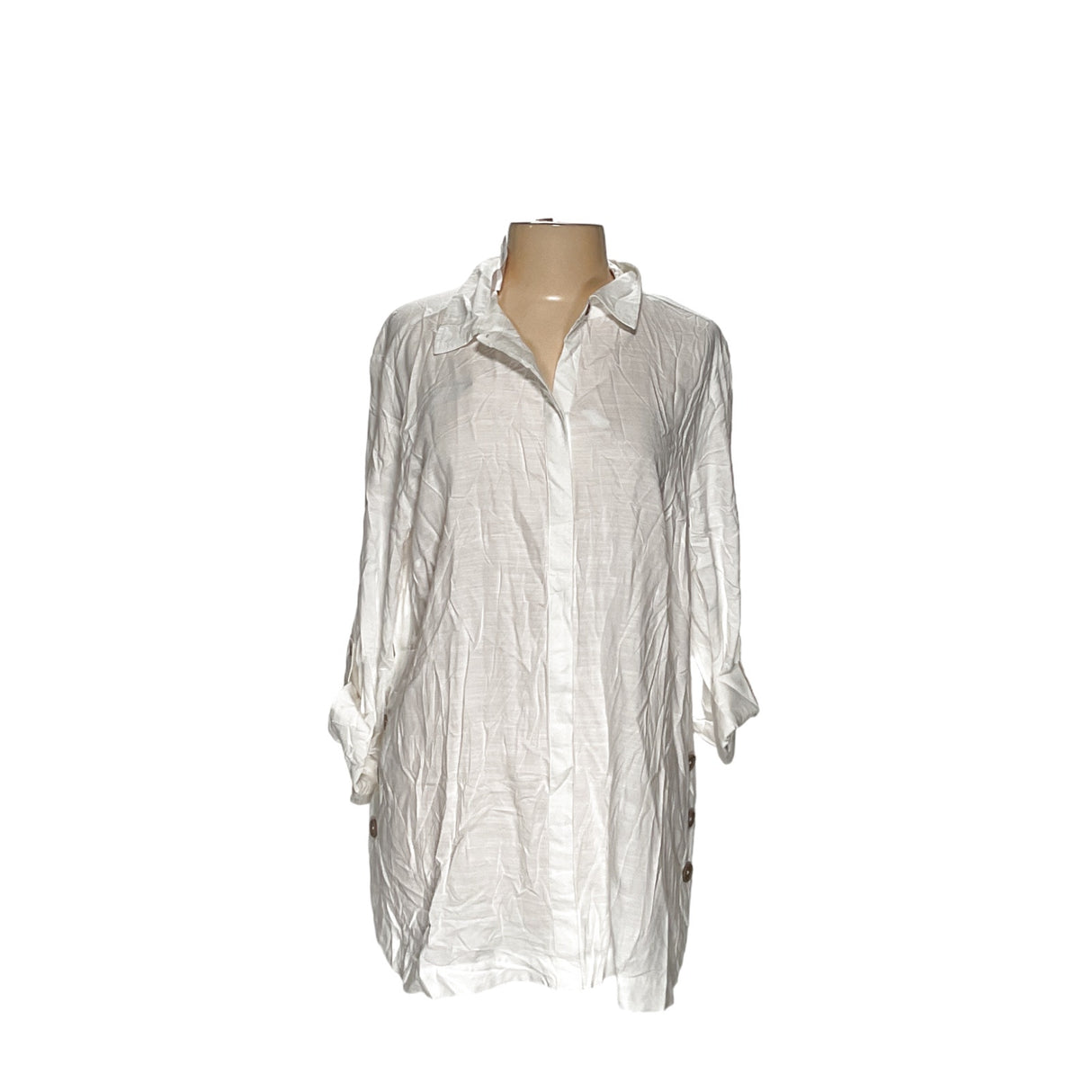 Chico's White Cotton Button-Up Top (Size 3)