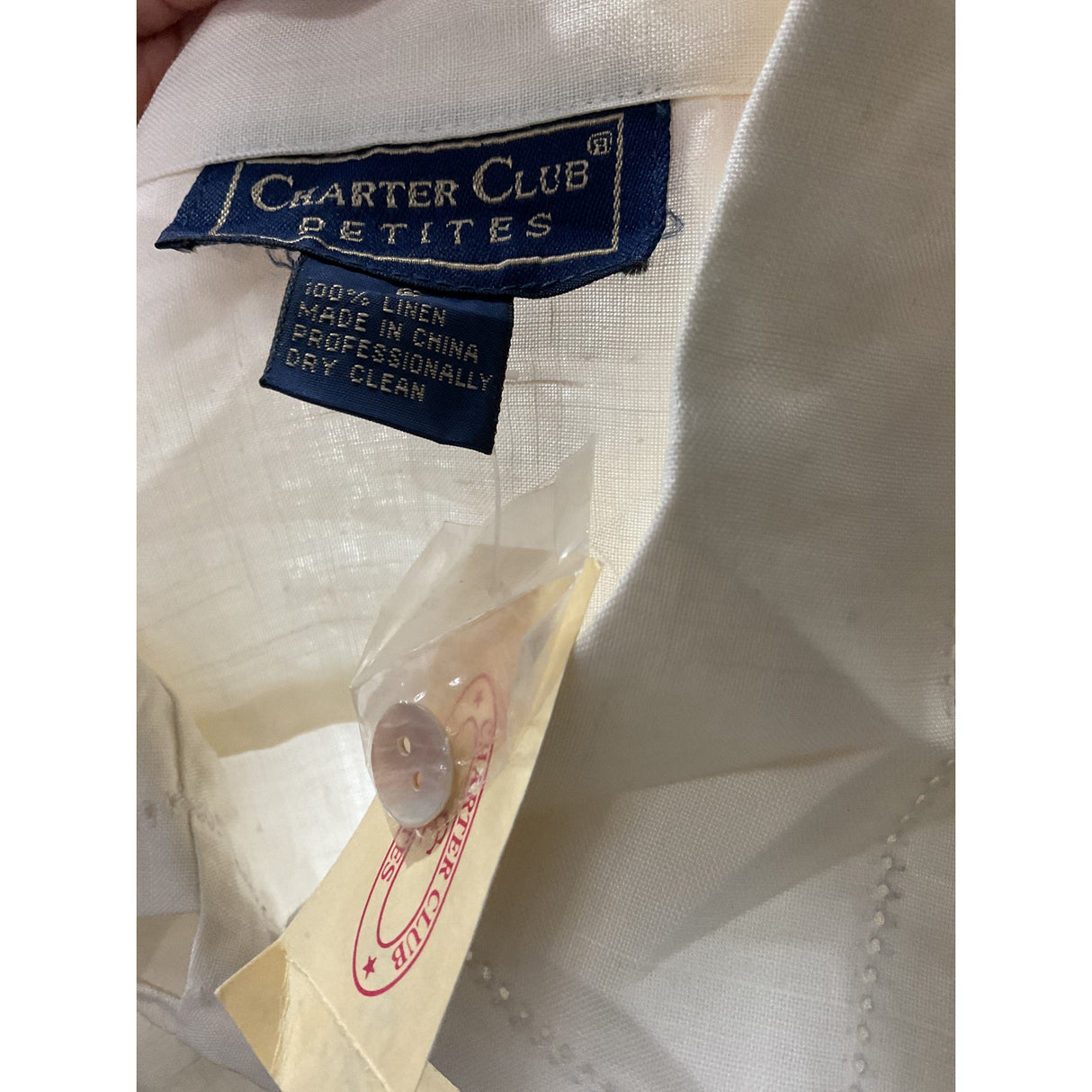 Charter Club White Linen Button-Up Top