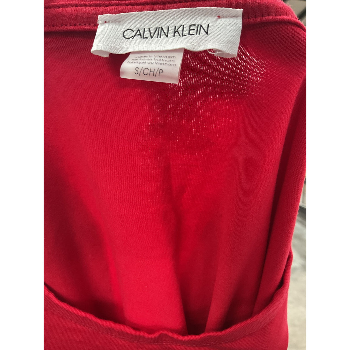 Calvin Klein Red Knee Length Dress - Size S