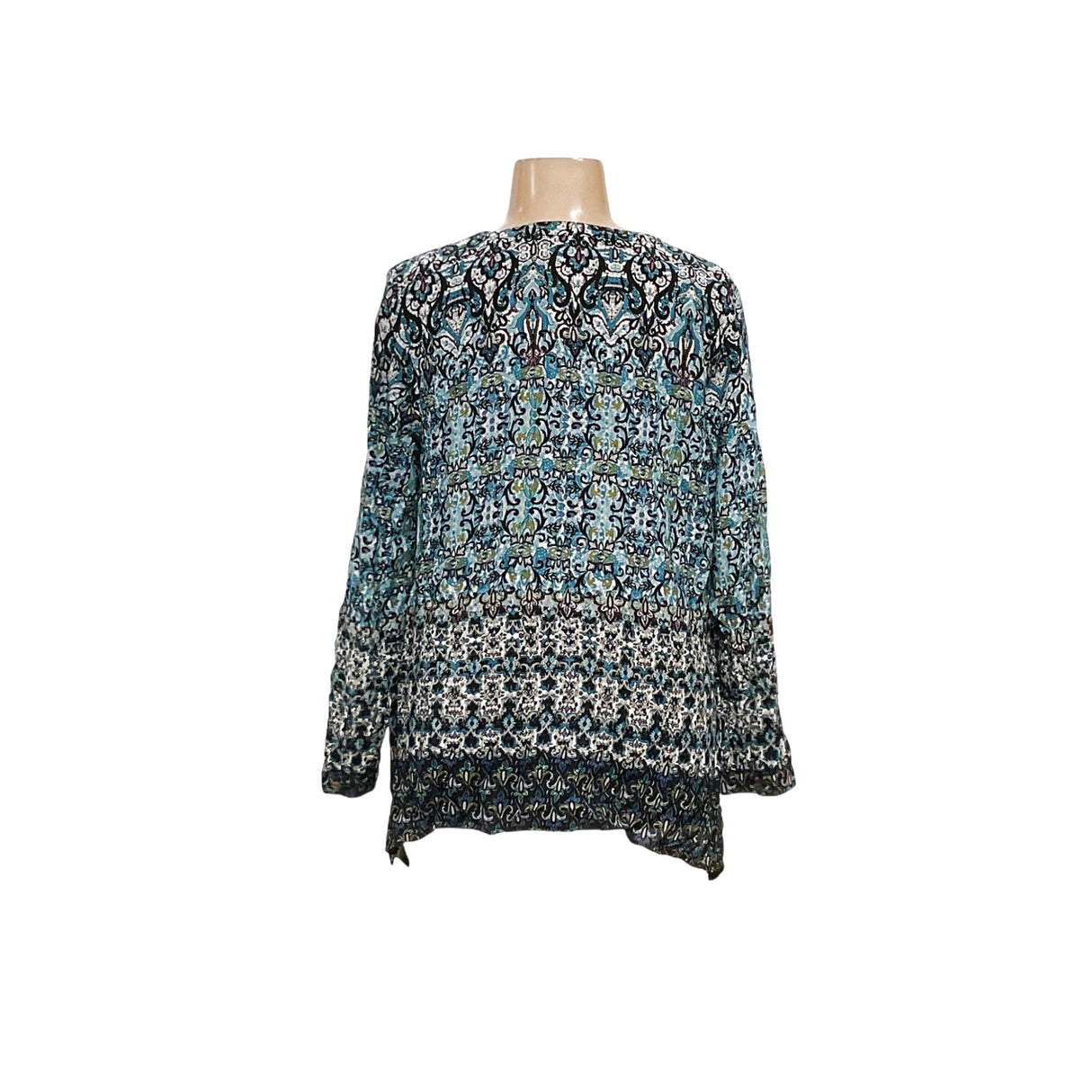 J.Jill Blue Rayon XL Blouse with Graphic Print