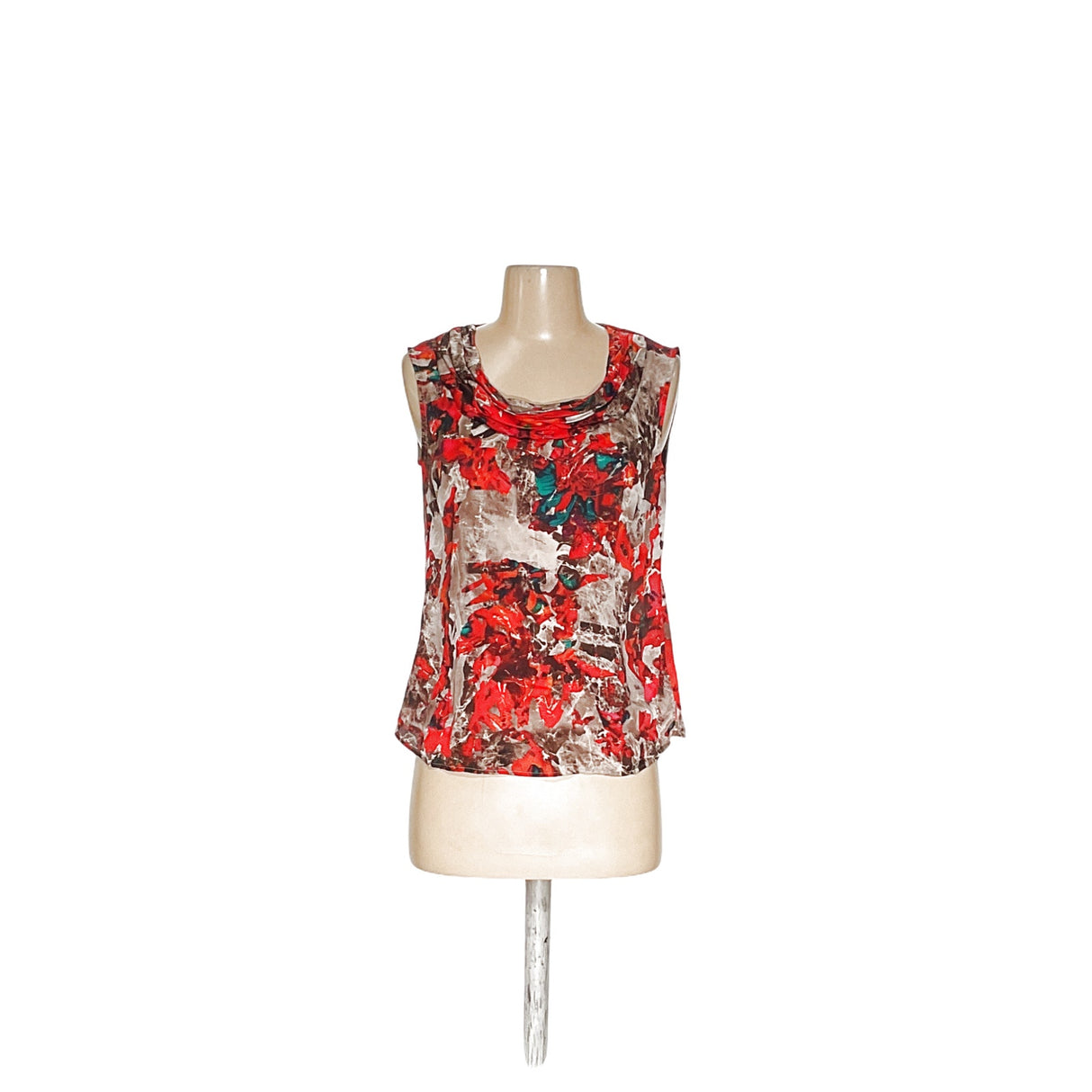 Kasper Orange Chiffon Graphic Print Blouse PS