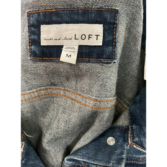 LOFT Blue Cotton Basic Jacket - Women's M