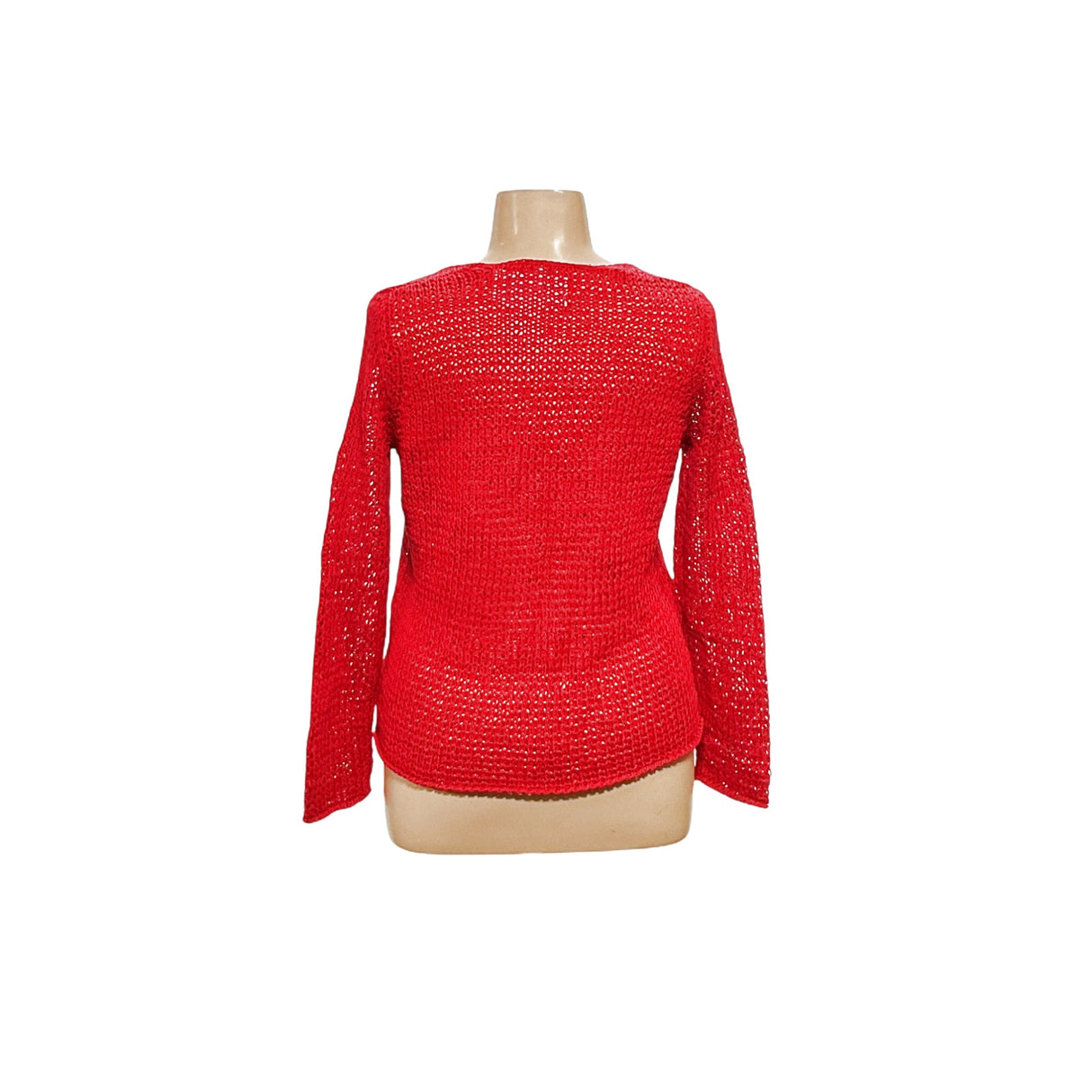 Chico's Women's Red Linen Crochet Sweater - Size 2