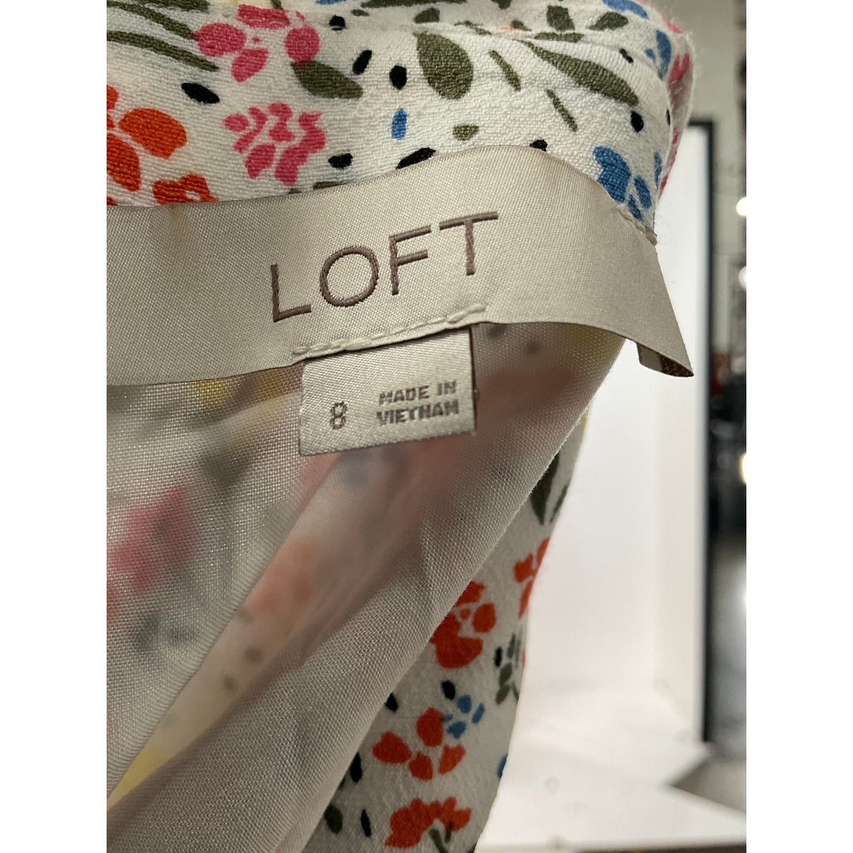 LOFT Multicolor Shirt Dress, Size 8, 100% Cotton