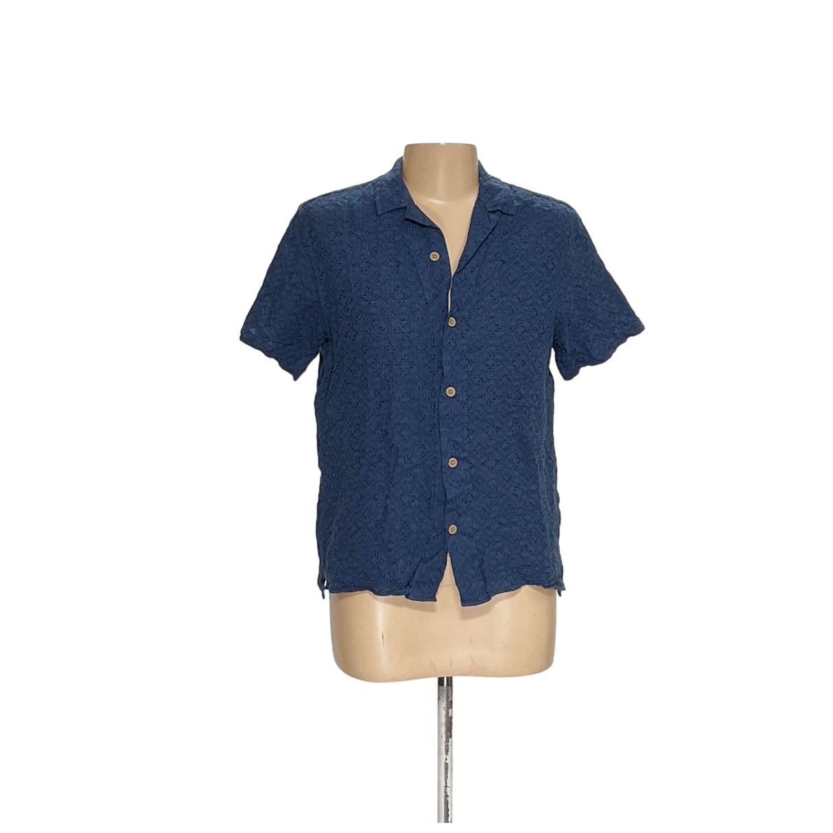 Banana Republic Blue Linen Button-Up Short Sleeve Shirt