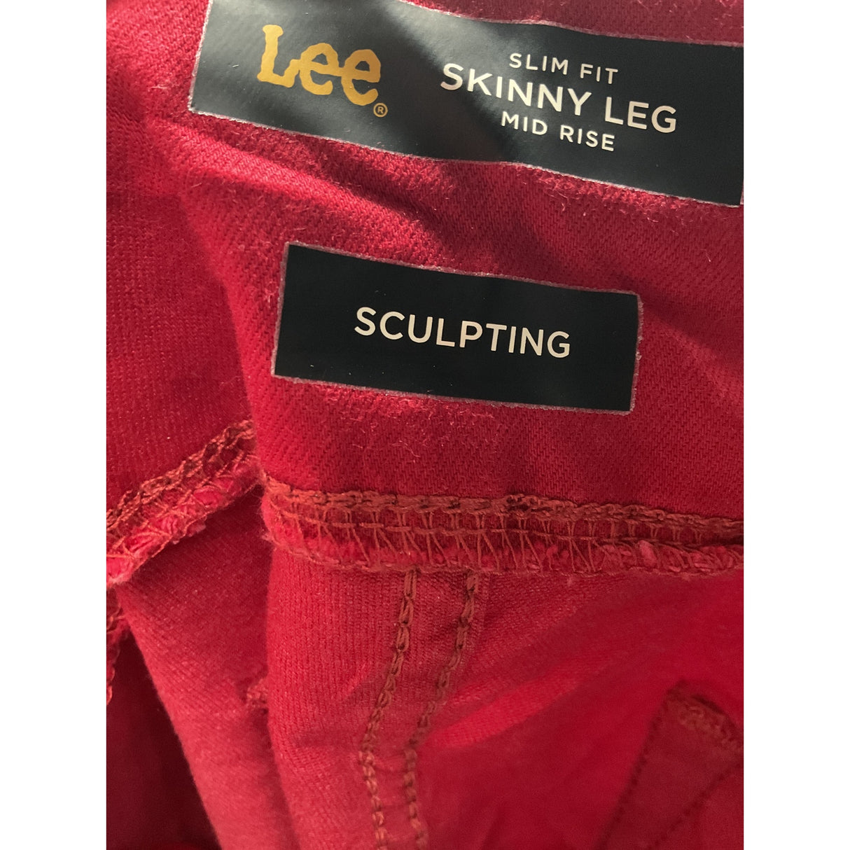 Lee Red Cotton Skinny Leg Pants - Size 18