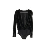 ZARA Black Striped Velvet Blouse - Women's S