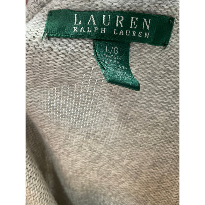 Lauren Ralph Lauren Gray Cardigan Sweater, Size L