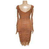 Fashion Nova Brown Mesh Bodycon Dress XL