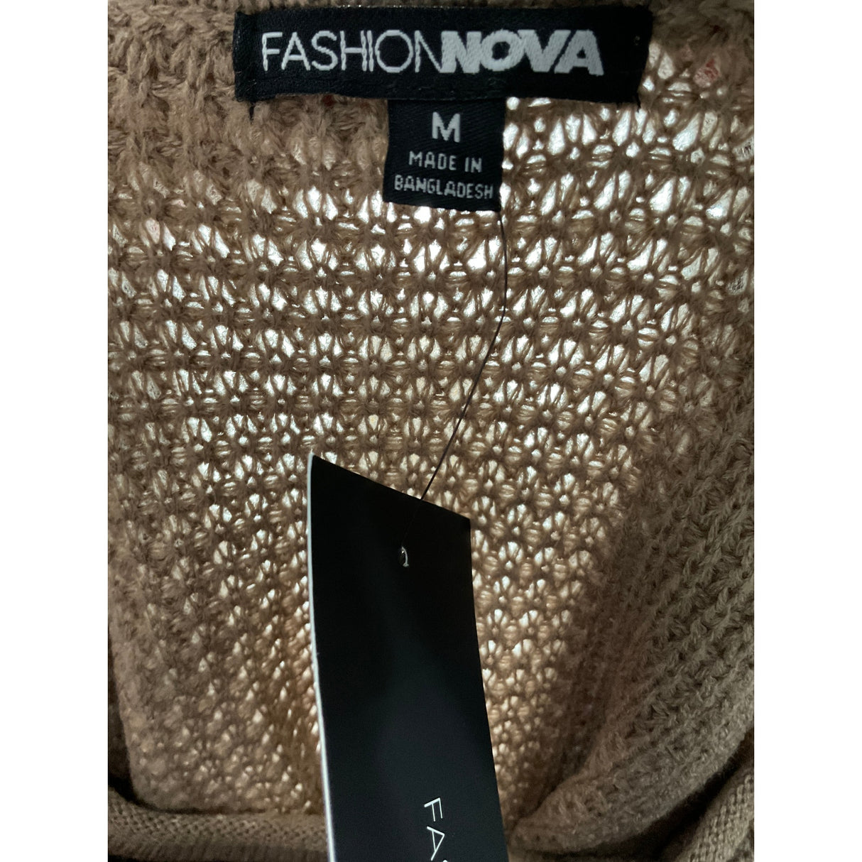 Fashion Nova Brown Acrylic Crochet Pullover