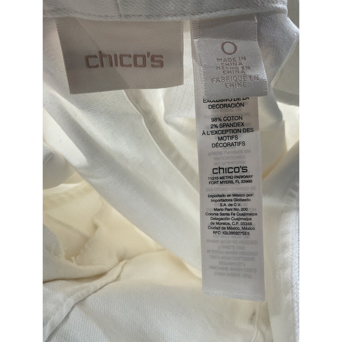 Chico's Women's White Cotton Jacket - Size 0