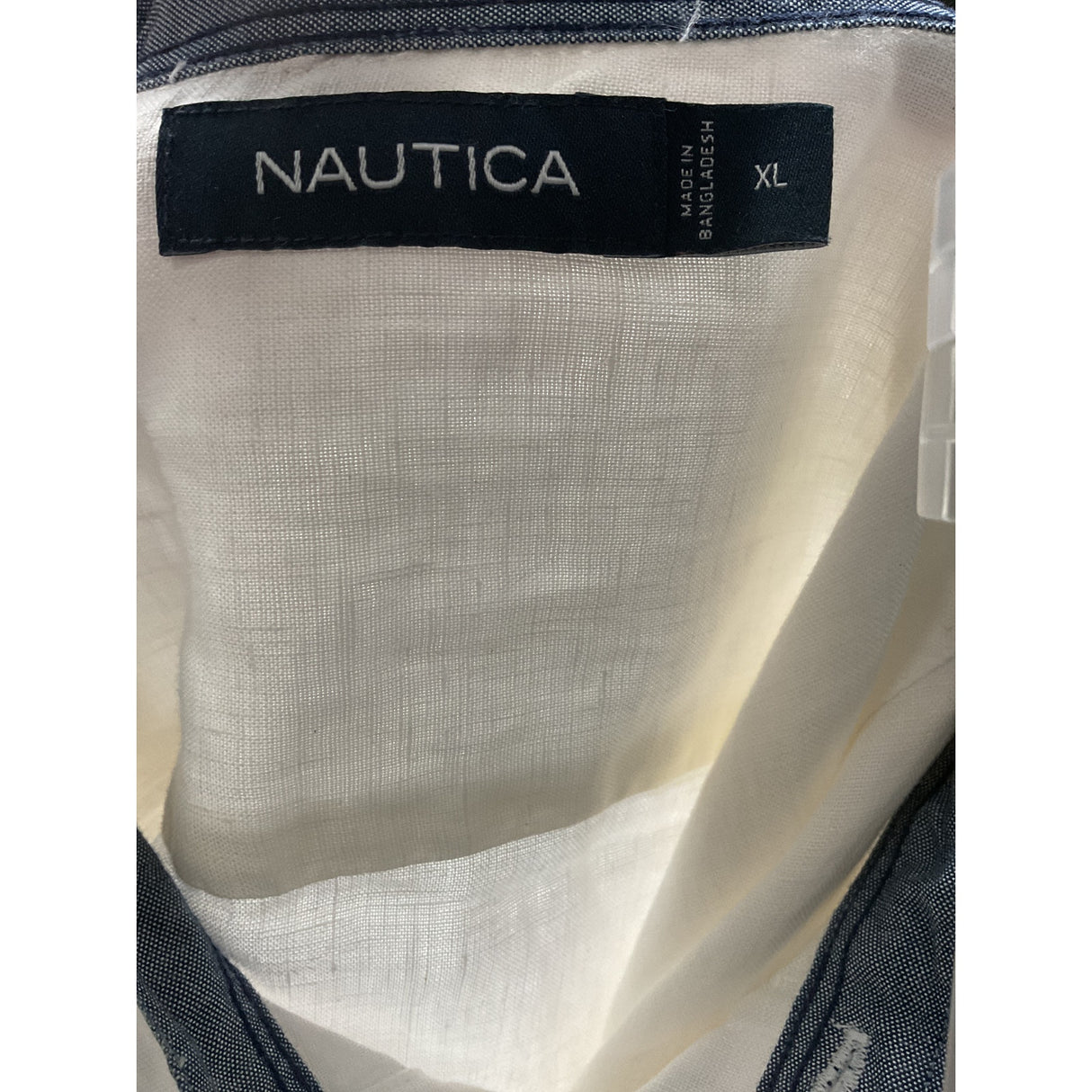 Nautica White Linen Dress Shirt XL