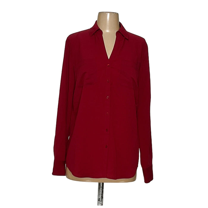 Talbots Red Polyester Button-Up Top - Women's M