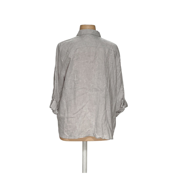 Chico's Gray 100% Cotton Button-Up XL Women's Top